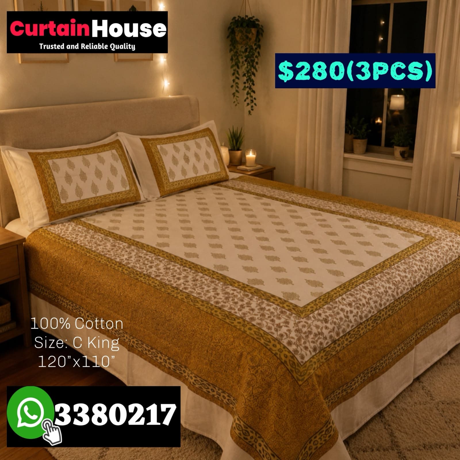 Printed Bedsheet Set King Si