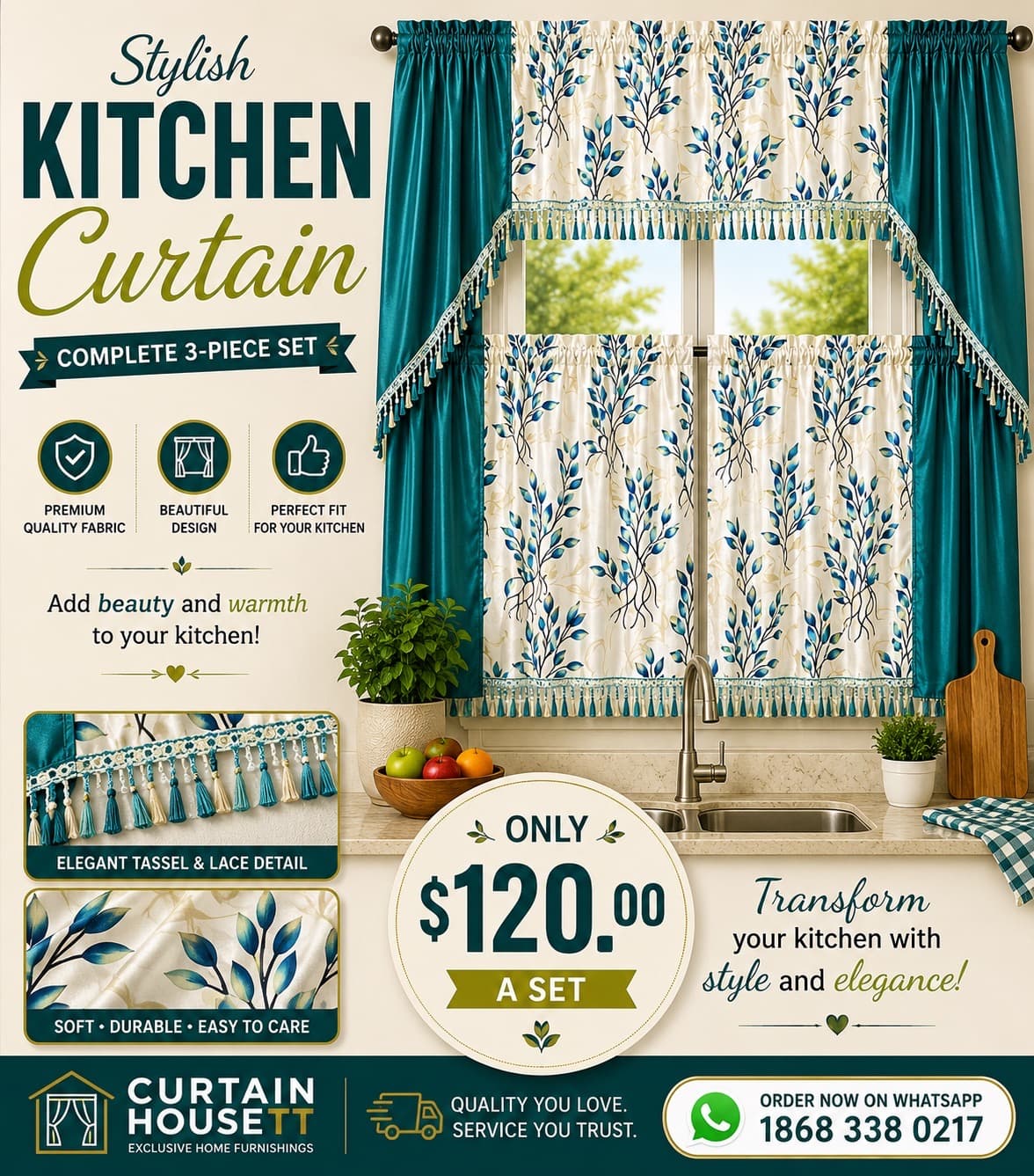 Kitchen Curtain/Rod Pocket