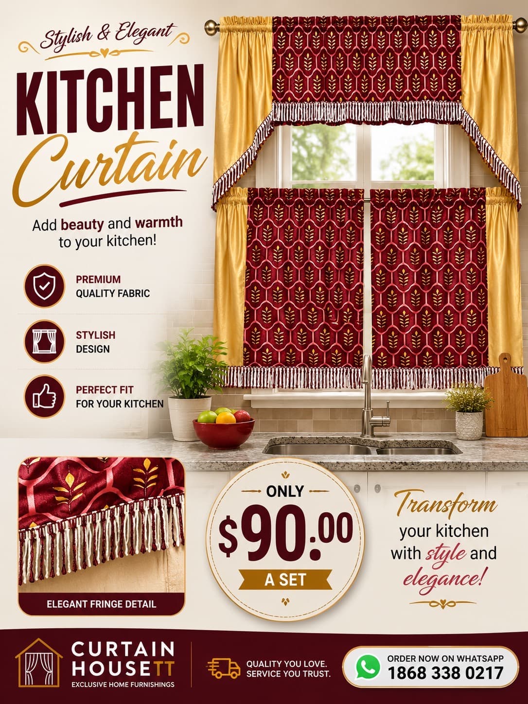 Kitchen Curtain/Rod Pocket